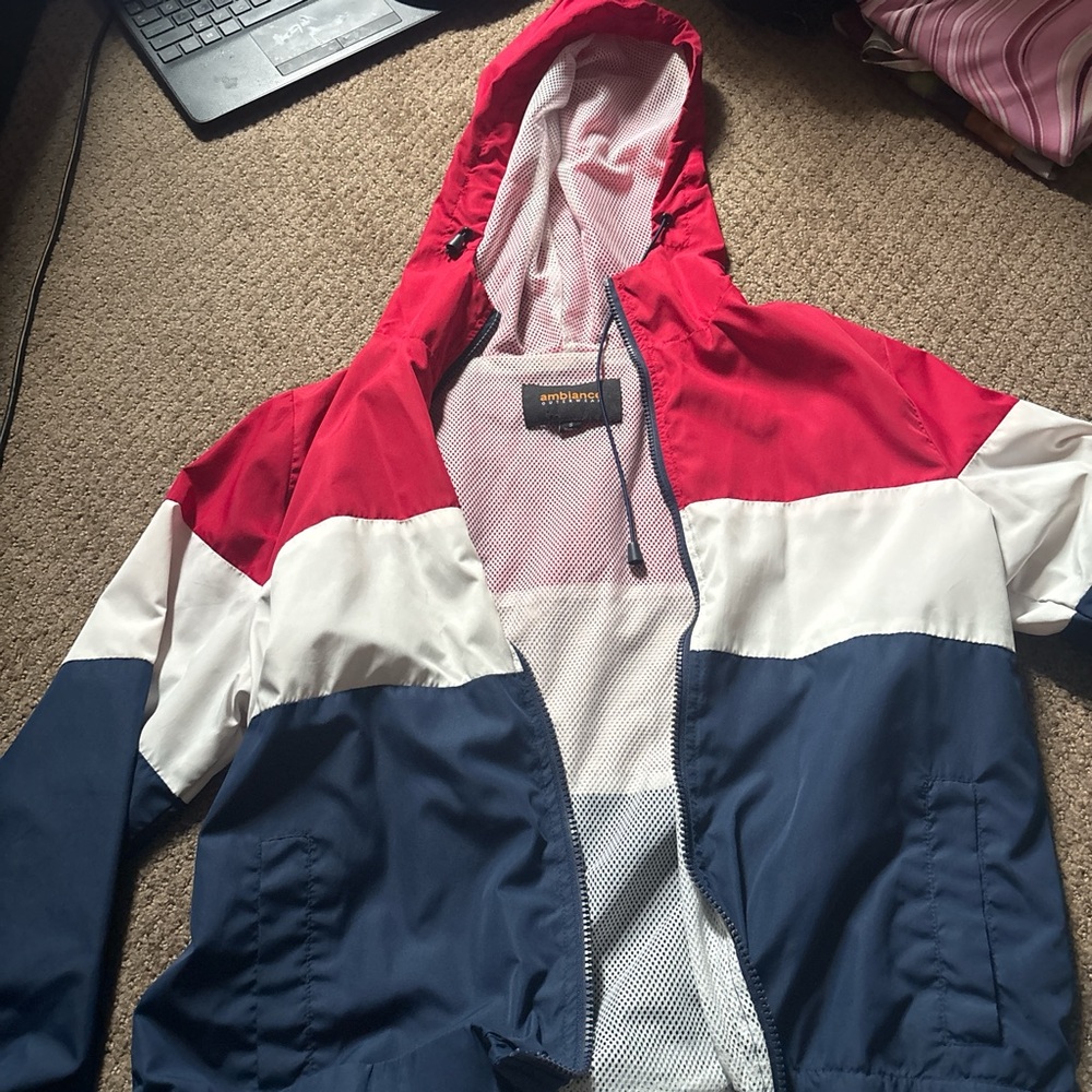 Ambiance Raincoat - Red, White, and Blue